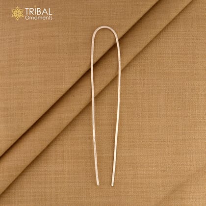 Hammered style silver hair pin solid 925  plain sticks hair jewelry su1364