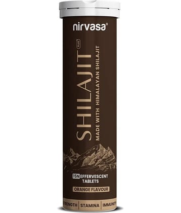 Nirvasa Shilajit Plus Effervescent Tablets 15 Tab | Helps Boost Strength, Stamina & Performance | For Muscle Recovery & Endurance | With 5 Powerful Herbs | Mango Flavour