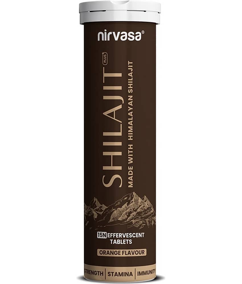 Nirvasa Shilajit Plus Effervescent Tablets 15 Tab | Helps Boost Strength, Stamina & Performance | For Muscle Recovery & Endurance | With 5 Powerful Herbs | Mango Flavour