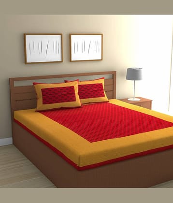 Cosito Cotton 1 Double Bedsheet with 2 Pillow Covers ( Red )