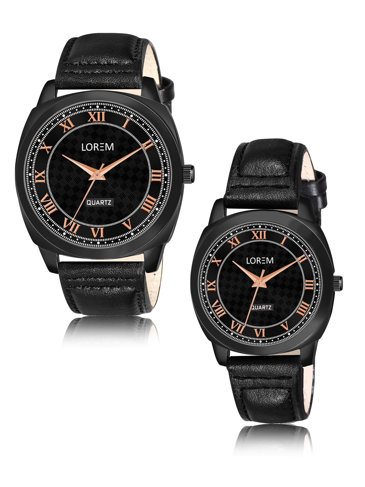 LOREM Cubic Designer Print Analog Watch Set for Couples-UF