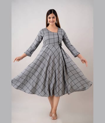 Kapadia - Grey Rayon Women's Flared Kurti ( Pack of 1 )