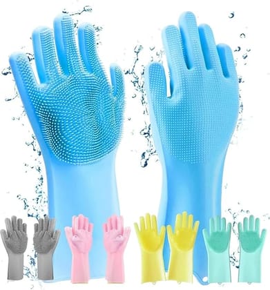 Heavy Duty Silicone Hand Gloves for Dish Washing and Kitchen Use Pack of 1 Pair