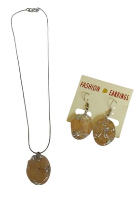 Elegant Dried Flower Jewelry Set - Resin Pendant Necklace & Matching Earrings