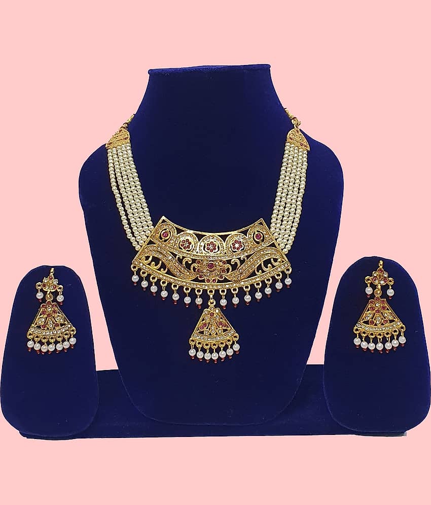 Rhosyn Gold Alloy Necklace Set ( Pack of 1 )