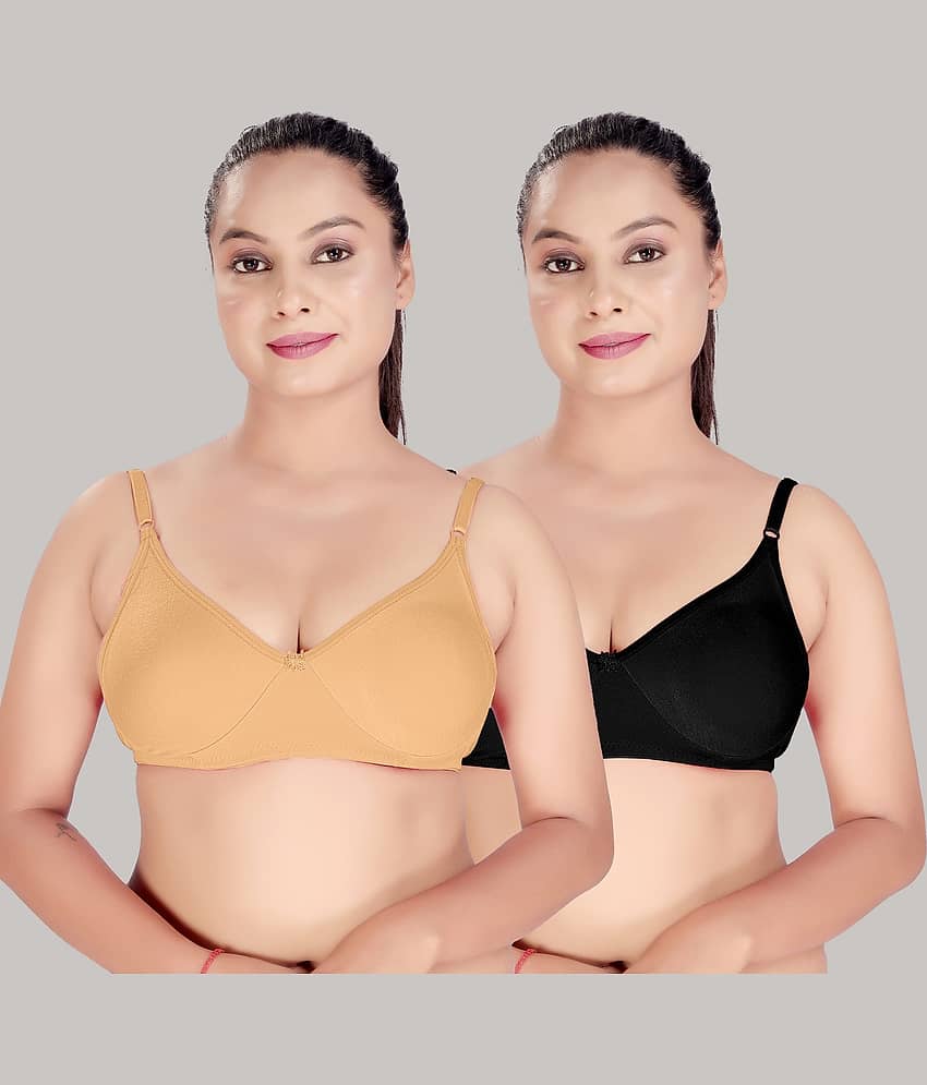 HAYA Pack of 2 Cotton Non Padded Women's Push Up Bra ( Multicolor )