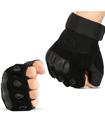 THRIFTKART - (1 Pair )Tactical Half Finger Gloves for Sports, Hard , Gym, Hiking, Cycling, Travelling, Camping, Outdoor, Boxing, Motorcycle Riding, Arm Shooting Gym Gloves (Black Color)