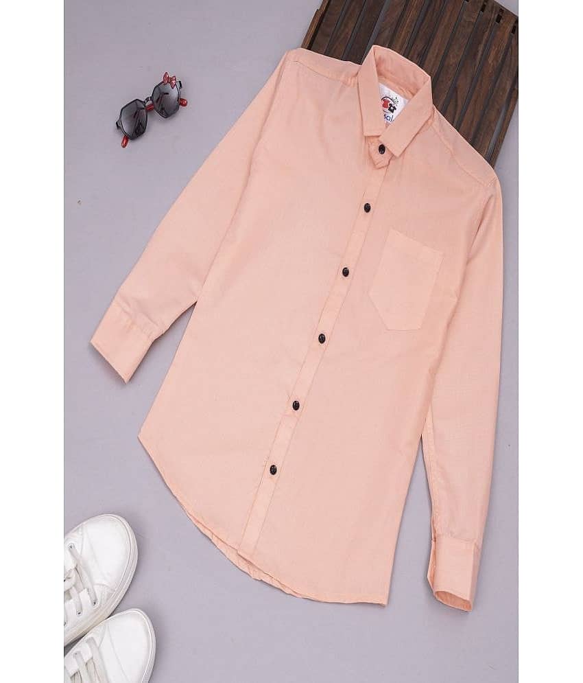 Qurobri Pack of 1 Boys Cotton Blend Full Sleeves Shirt ( Orange )