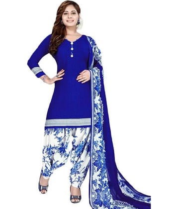 Reya Blue Crepe Unstitched Dress Material -