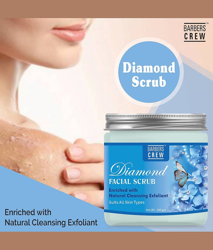 Barbers Crew Diamond Facial Scrub For Skin Whitening & Glowing Face Scrub Facial Scrub 100 gm