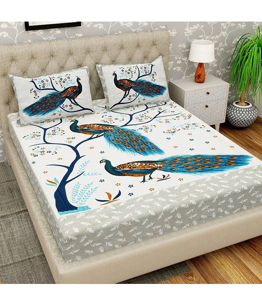 Cosito Cotton 1 Double Bedsheet with 2 Pillow Covers ( Multicolor )