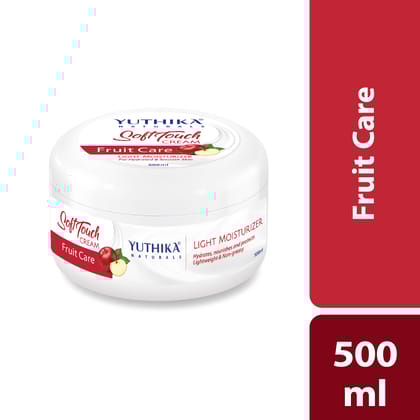 Yuthika Fruit Care Light Moisturizer Cream for All Skin Types 500ml, Non Sticky, Instant Hydration, Deep Nourishment