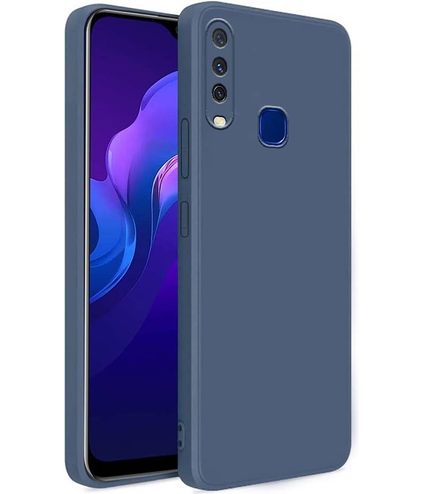 Case Vault Covers - Blue Silicon Plain Cases Compatible For Vivo Y12 ( Pack of 1 )