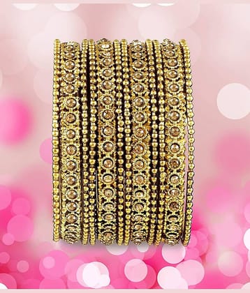 YouBella golden Brass Gold plated Traditional Original Hand Work Meena One Gram Gold Bangles for Women (2.8)