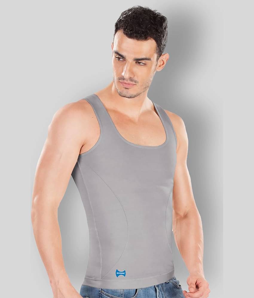 Dermawear Pack of 1 Cotton Blend Sleeveless Vest For Men ( Light Grey )