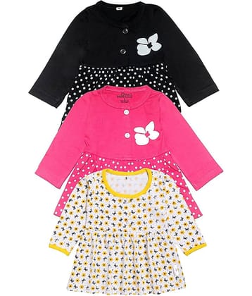 Babeezworld Pack of 3 Baby Girls 100% Cotton Frocks ( Multi )