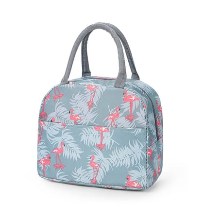 Grey Flamingo Insulated Lunch Bag | Portable and Reusable (Full Print)
