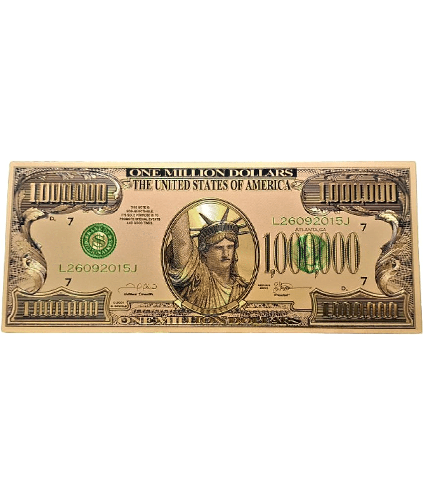 USA 1 MILLION (1000000) DOLLAR 24 KT GOLD PLATED NOTE IN GEM CONDITION