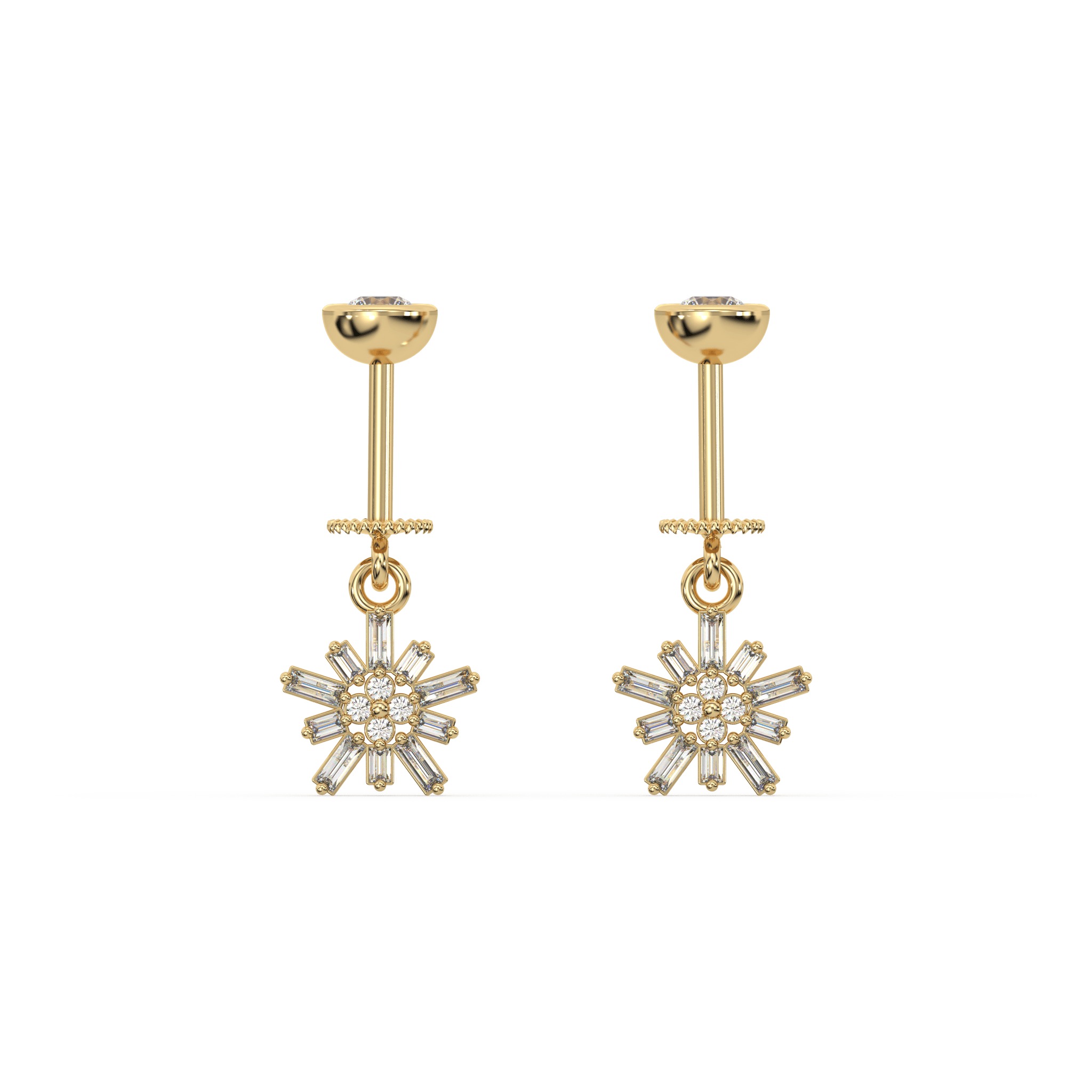 Flaky Crystal - Helix Hanging - 18K Gold Plated-Screw attachment