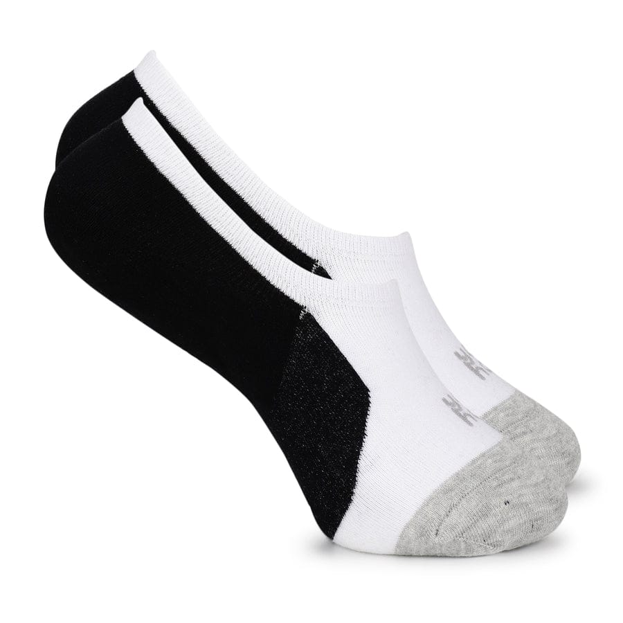 Dual Contrast No Show Socks-Black / Free Size
