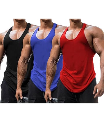 THE BLAZZE Pack of 3 Cotton Blend Gym Vest For Men ( Grey )