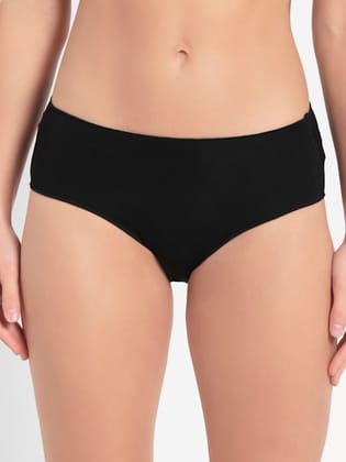 Women's High Coverage Mid Waist Micro Modal Concealed Waistband Hipster Black-1802 BLK / Black / S