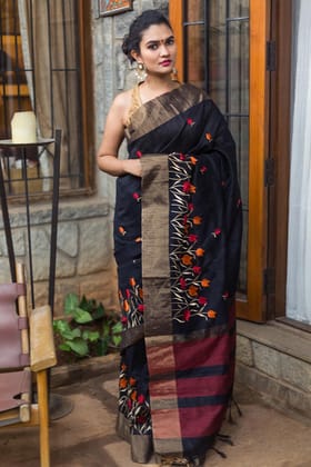 AWESOME LINEN COTTON PRINTED SAREE - 2176