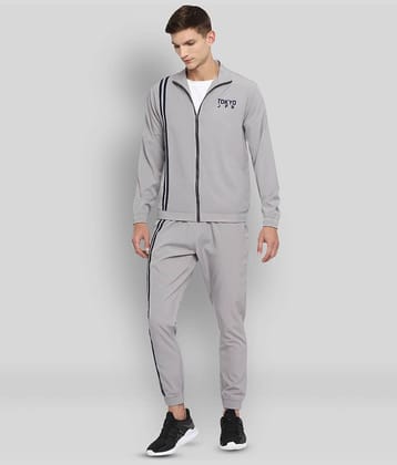 YUUKI - Light Grey Polyester Regular Fit Striped Men's Sports Tracksuit ( Pack of 1 )