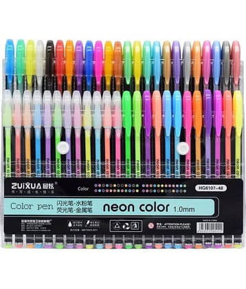 48 PCS Neon Color Gel Pen Set, Glitter, Metallic Pen Set For Sketching, Drawing, Painting, Gifting To Kids