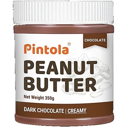Pintola Dark Chocolate Peanut Butter - Creamy, With 18.6g Protein & 5.2g Fiber, 350 g