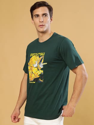 Zentusa Dark Green Regular T-Shirts-S / Green