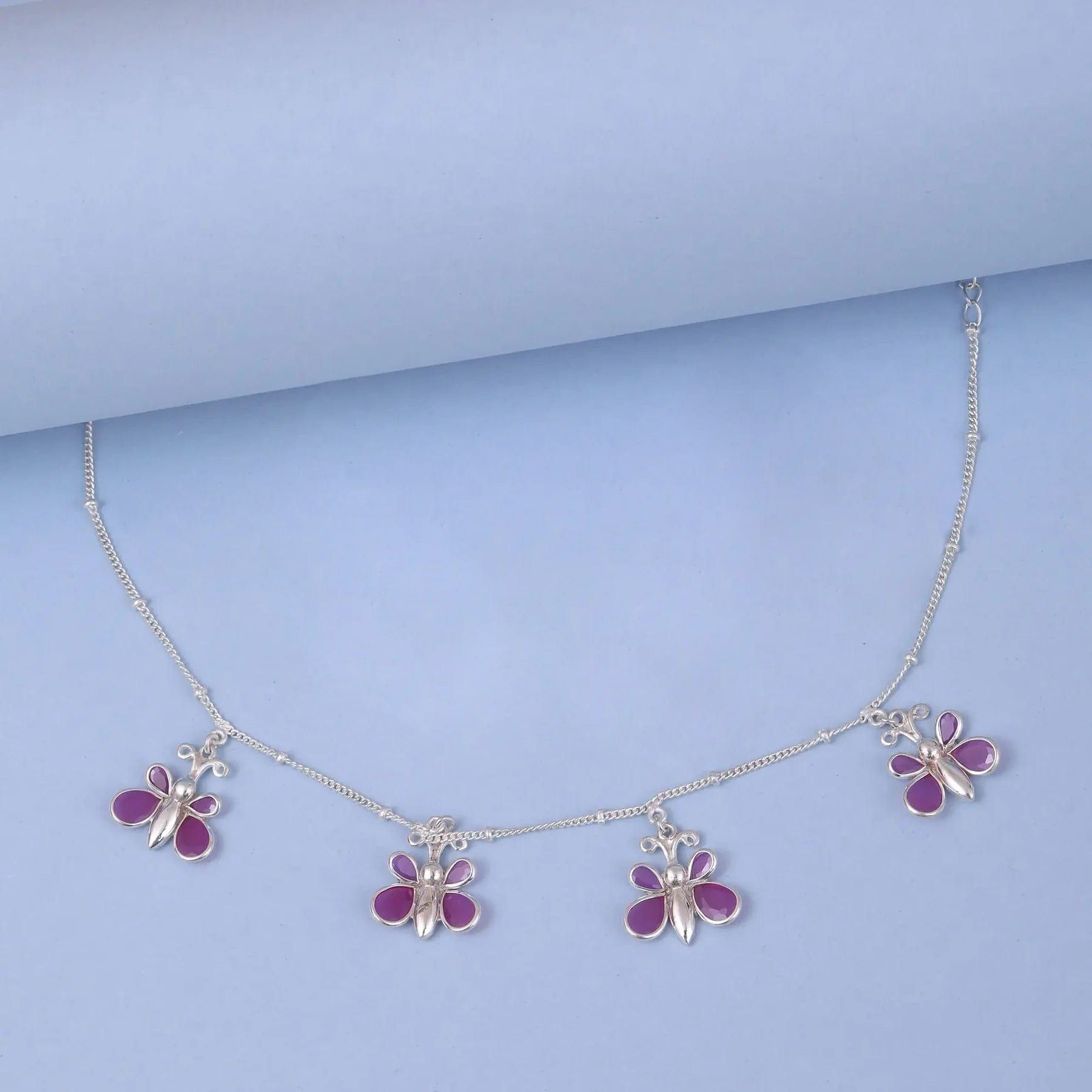 Single Silver butterfly anklet