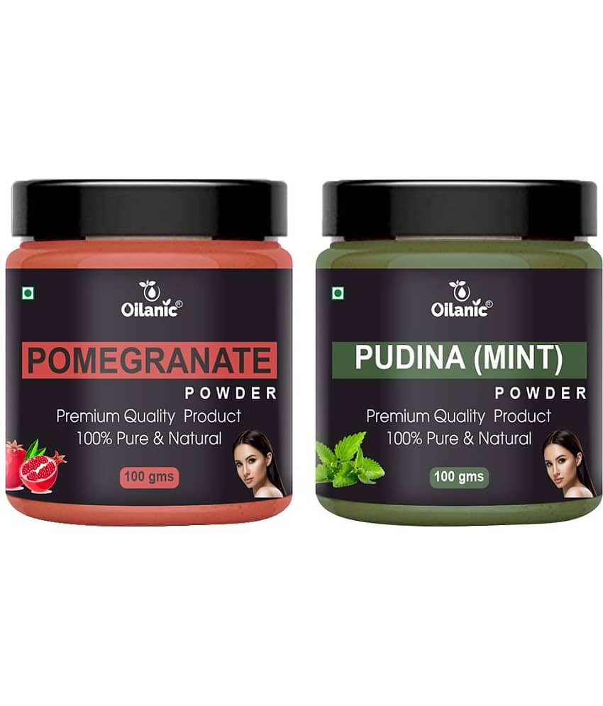 Oilanic 100% Pure Pomegranate Powder & Pudina Powder For Skincare Hair Mask 200 g Pack of 2