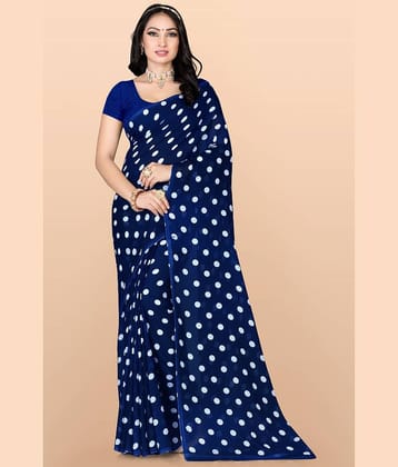 LEELAVATI Georgette Printed Saree With Unstitched Blouse Piece ( Blue )