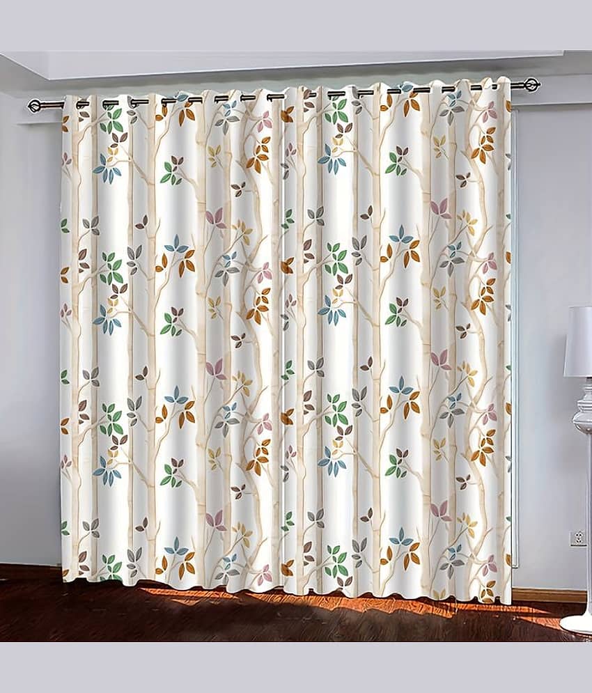V21 decod Graphic Room Darkening Eyelet Curtain 9 ft ( Pack of 1 ) - White