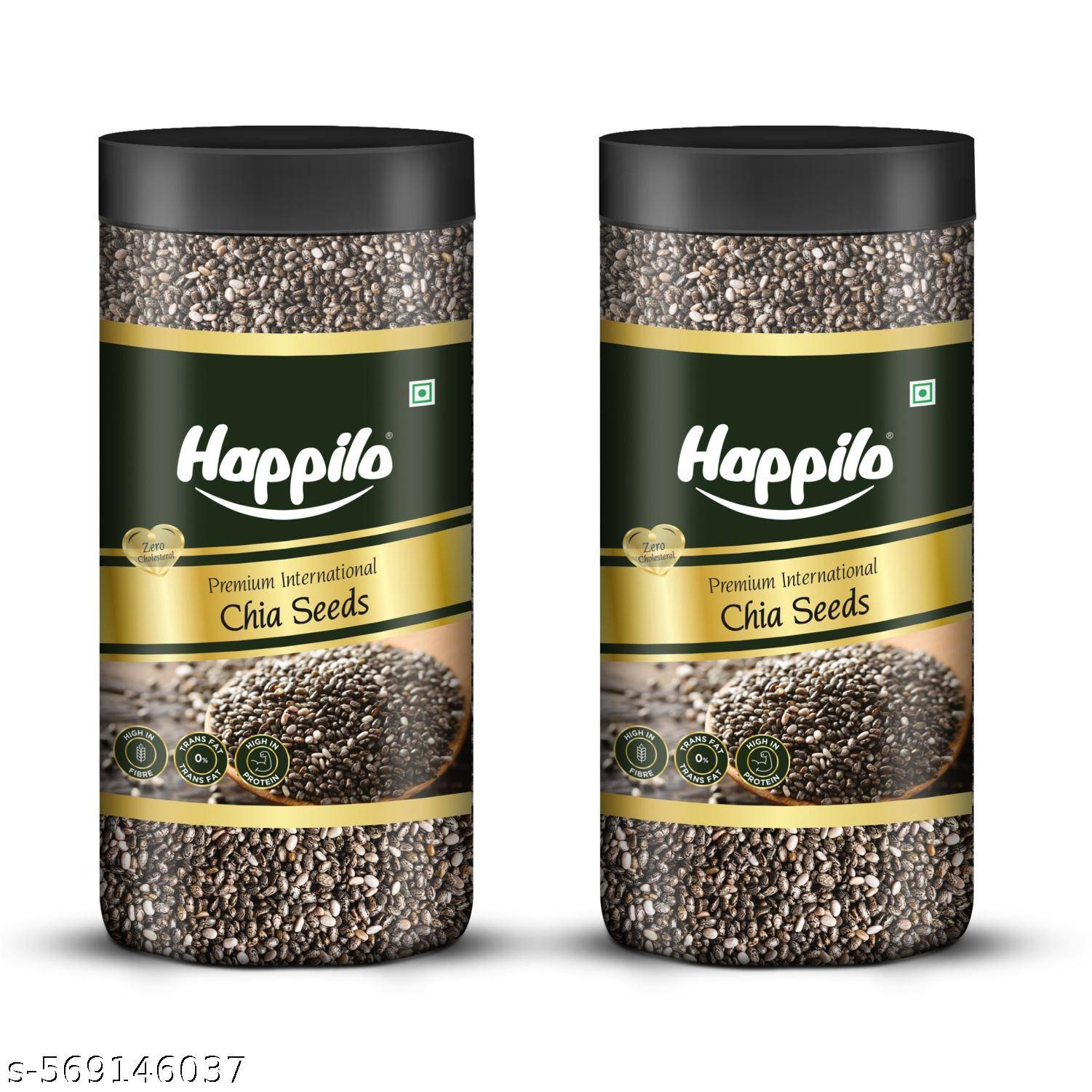 Happilo Premium Chia Seeds 500g Jar (Pack of 2)