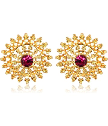 Vighnaharta Golden Stud Earrings ( Pack of 1 )