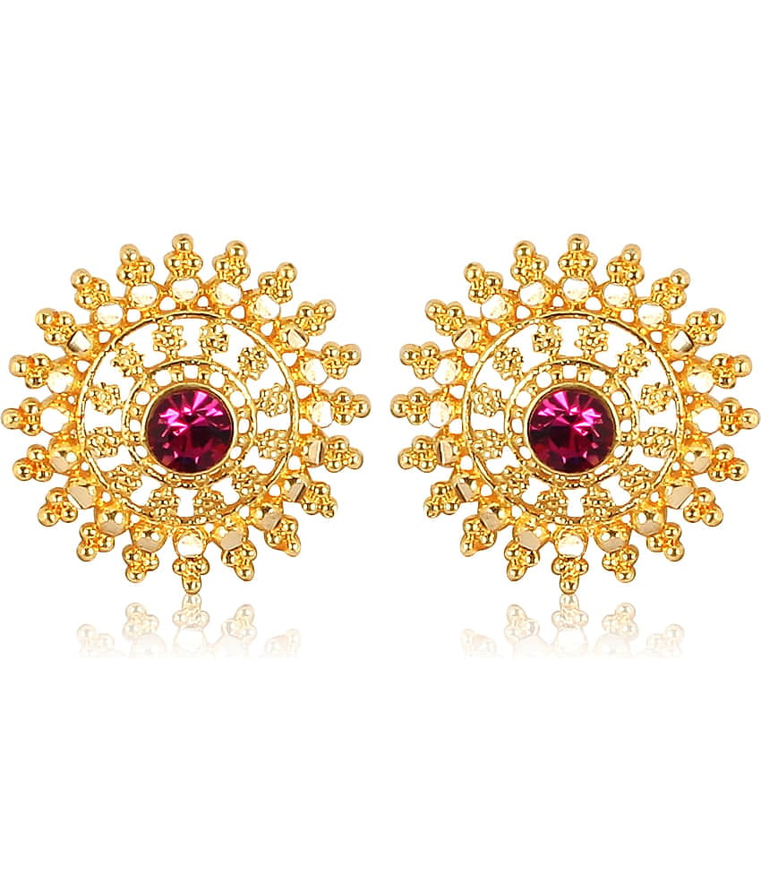 Vighnaharta Golden Stud Earrings ( Pack of 1 )