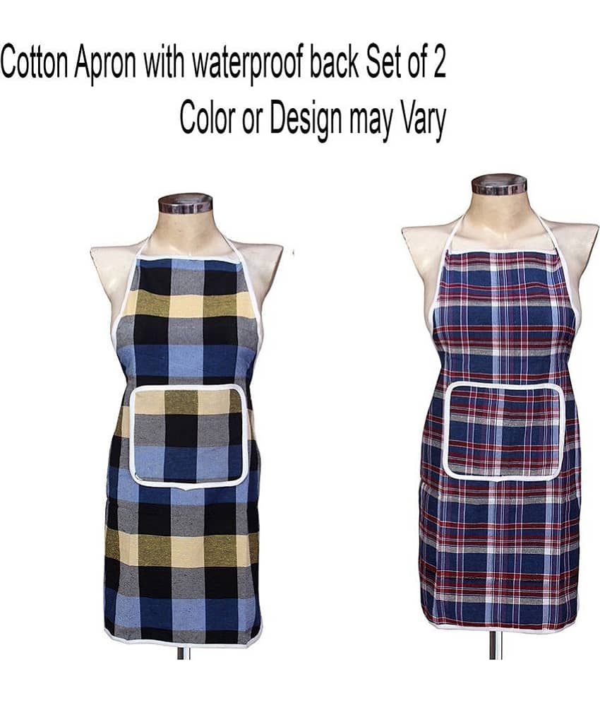 Aazeem Set of 2 Multi Checks Cotton Apron