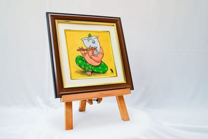 Canvas Ganpati Painting ("10","10") With Frame
