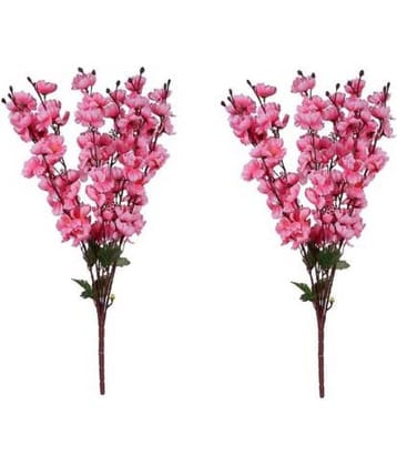 Green plant indoor Orchids Pink Artificial Flowers Bunch - Pack of 2