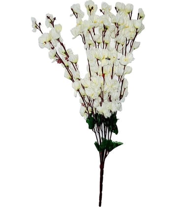 YUTIRITI Orchids White Artificial Flowers Bunch - Pack of 1