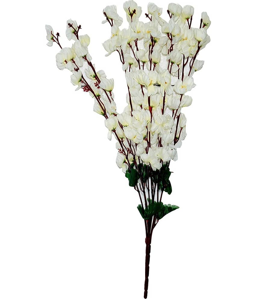 YUTIRITI Orchids White Artificial Flowers Bunch - Pack of 1