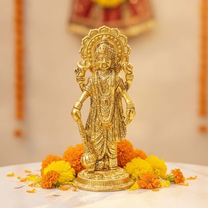 Aluminium Vishnu Ji Idol Statue | Lord Vishnu Murti | Hindu God Showpiece for Home Temple & Gifting, Height : 7.5 Inch (ASMAS542 V)
