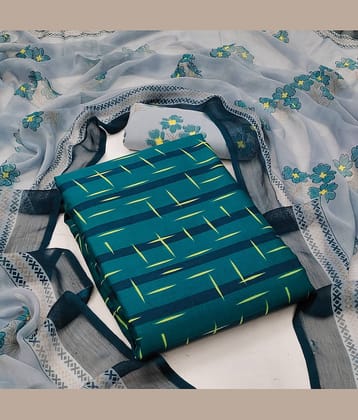 Kashvi Unstitched Crepe Printed Dress Material - Teal ( Pack of 1 )