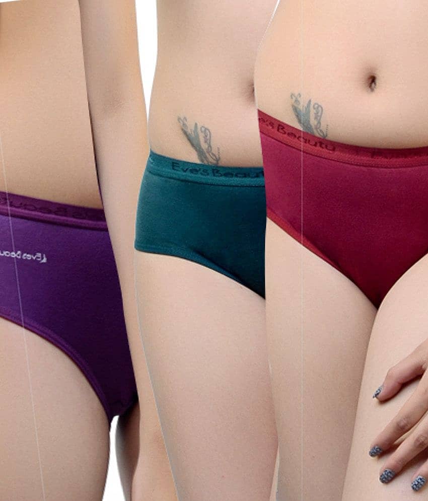 Eve's Beauty Pack of 3 Cotton Women's Briefs ( Multi Color )