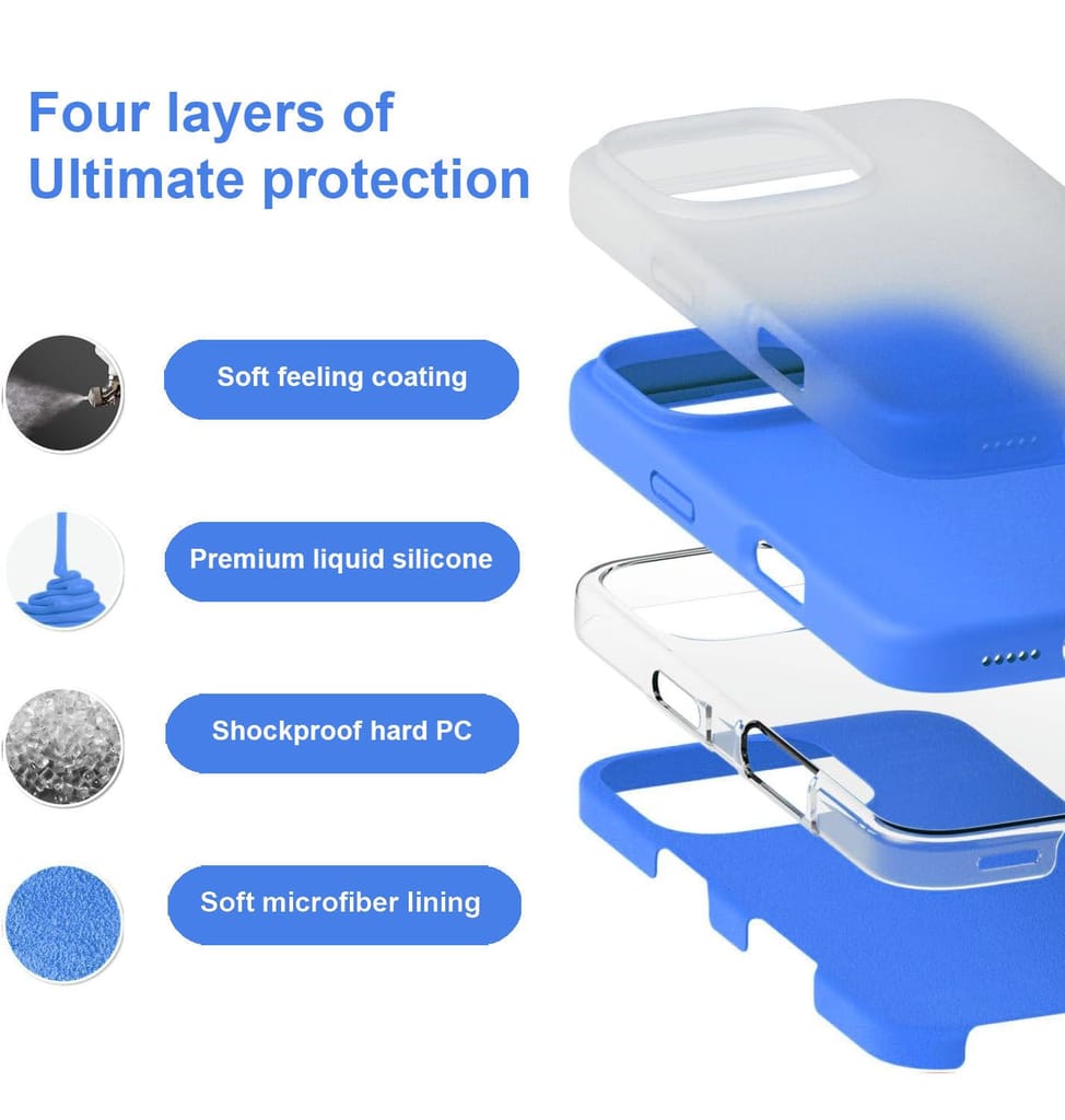 LIRAMARK Liquid Silicone Soft Back Cover Case for Apple iPhone 16 Pro