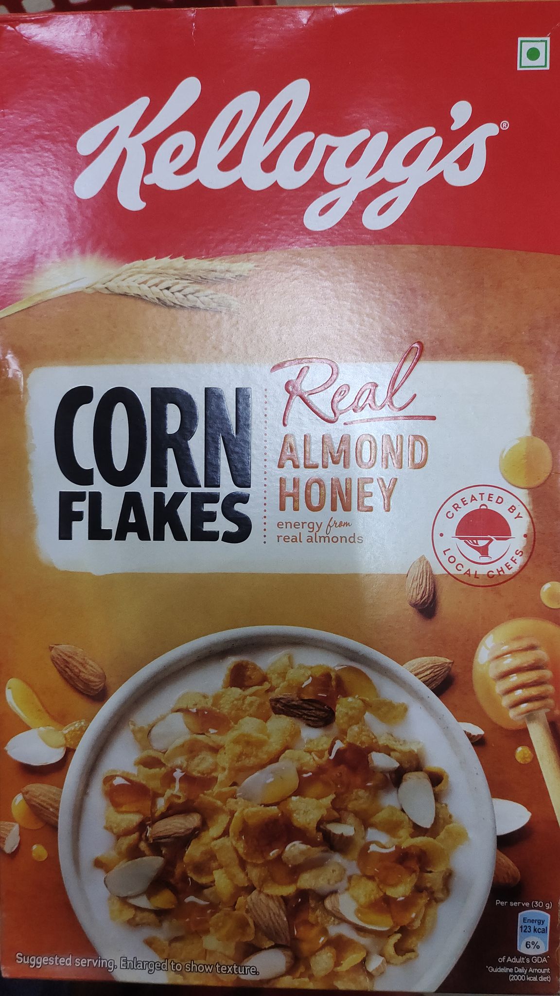 Kelloggs corn flakes with real almond honey