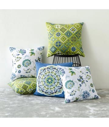 Aazeem Set of 5 Polyester Cushion Covers 40X40 cm (16X16)