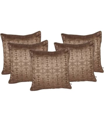 Zubix Golden Polyester Cushion Covers Set Of 5